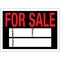 COSCO Vehicle FOR SALE Sign, 10" x 14", Static Cling with Preprinted Year, Model and Phone Area, Black Sign with Red Imprint, Static Cling Numbers Included, 1 each